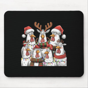 Funny Chicken Christmas Lights Farm Animal Cute Xm Mouse Mat