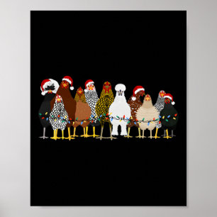 Funny Chicken Christmas Lights Farm Animal Cute Xm Poster