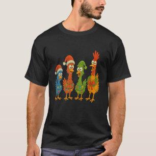 Funny Chicken Christmas Lights Farm Animal Cute Xm T-Shirt