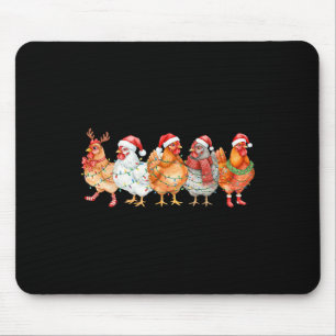 Funny Chicken Christmas Lights Farm Animal Xmas Ho Mouse Mat