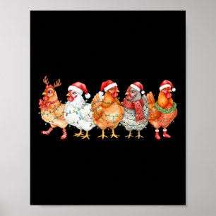 Funny Chicken Christmas Lights Farm Animal Xmas Ho Poster