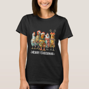 Funny Chicken Christmas Lights Farm Animal Xmas Ho T-Shirt