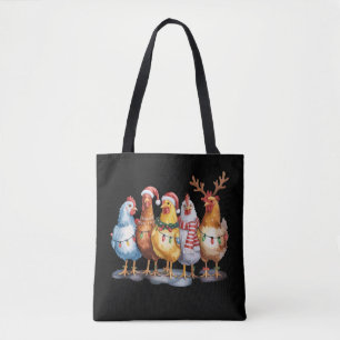 Funny Chicken Christmas Lights Farm Animal Xmas  Tote Bag