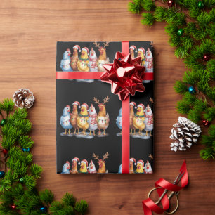 Funny Chicken Christmas Lights Farm Animal Xmas Wrapping Paper