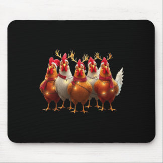 Funny Chicken Christmas Lights Farm Cute Animal Xm Mouse Mat