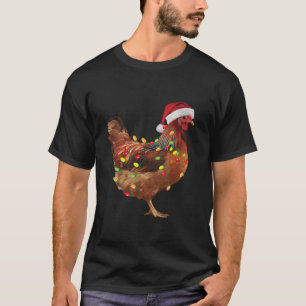 Funny Chicken Christmas Lights Santa Hat Holiday G T-Shirt