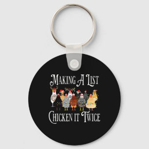 Funny Chicken Christmas, Making A List Chicken It  Key Ring