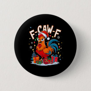 Funny Chicken Christmas Rooster Santa Hat Holiday 6 Cm Round Badge