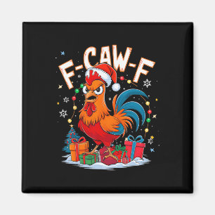 Funny Chicken Christmas Rooster Santa Hat Holiday Magnet