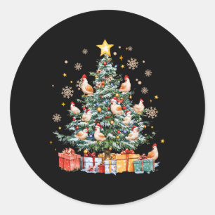Funny Chicken Christmas Tree Farm Animal Chicken M Classic Round Sticker