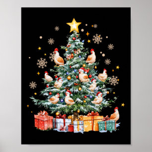 Funny Chicken Christmas Tree Farm Animal Chicken M Poster
