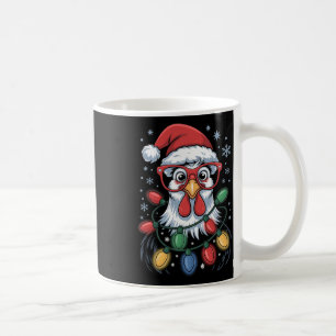 Funny Chicken Christmas Tree Lights Santa Hat Xmas Coffee Mug