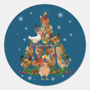 Funny Chicken Christmas Tree Pet Chicken Lover Classic Round Sticker