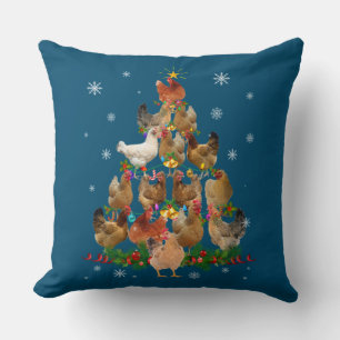 Funny Chicken Christmas Tree Pet Chicken Lover Cushion