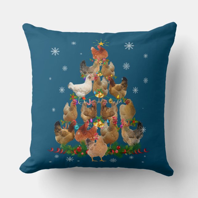 Funny Chicken Christmas Tree Pet Chicken Lover Cushion (Front)