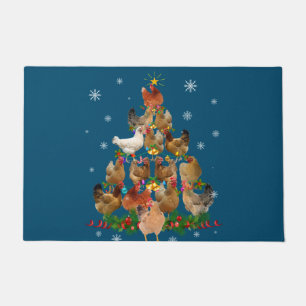 Funny Chicken Christmas Tree Pet Chicken Lover Doormat
