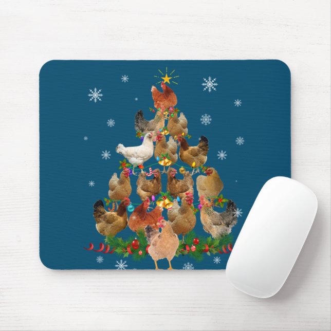 Funny Chicken Christmas Tree Pet Chicken Lover Mouse Mat (With Mouse)