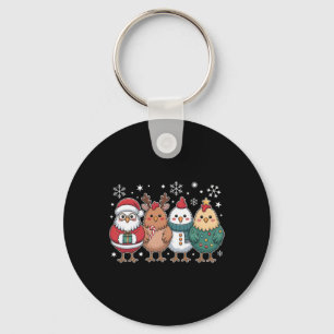 Funny Chicken Christmas Tree Santa Xmas Hen Chicke Key Ring