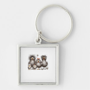 Funny Chicken Classic Retro Style Key Ring