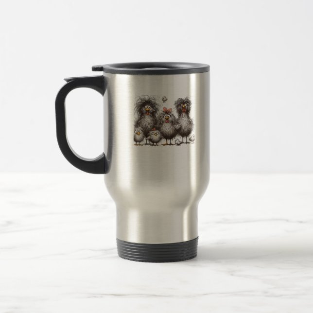 Funny Chicken Classic Retro Style Travel Mug (Left)