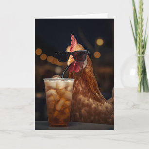 Funny Chicken Cool Chicken With Iced Tea Farm gift Card