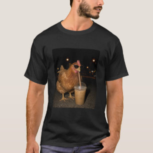 Funny Chicken Cool Chicken With Iced Tea Farm gift T-Shirt