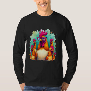 Funny Chicken Cool Rooster Art Hipster Farm Animal T-Shirt