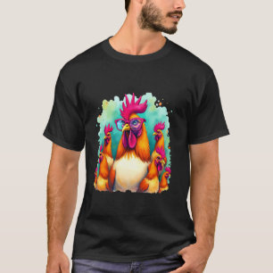 Funny Chicken Cool Rooster Art Hipster Farm Animal T-Shirt