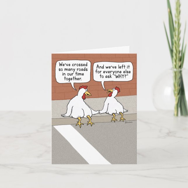 Funny Chicken Couple Anniversary Card (Front)
