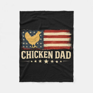 Funny Chicken Dad Retro Usa Flag Poultry Farmer Fa Fleece Blanket