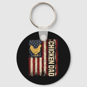 Funny Chicken Dad Retro Usa Flag Poultry Farmer Fa Key Ring