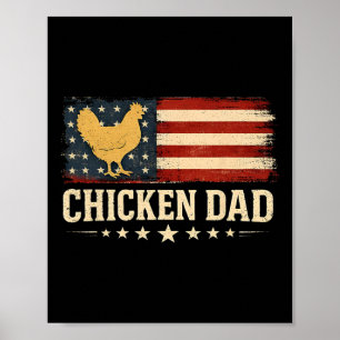 Funny Chicken Dad Retro Usa Flag Poultry Farmer Fa Poster