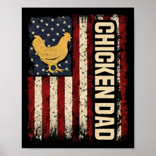 Funny Chicken Dad Retro Usa Flag Poultry Farmer Fa Poster