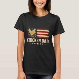 Funny Chicken Dad Retro Usa Flag Poultry Farmer Fa T-Shirt