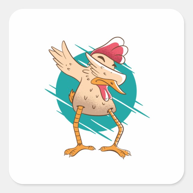 Funny Chicken Dance Square Sticker (Front)