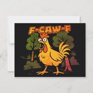 Funny Chicken Design – F-Caw-F Cartoon Animal Humo Postcard