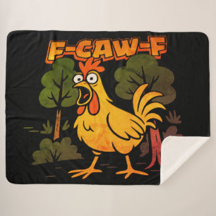 Funny Chicken Design – F-Caw-F Cartoon Animal Humo Sherpa Blanket