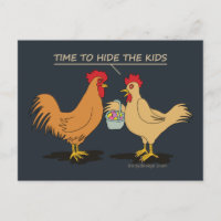 Funny Chicken Easter Egg Hunt Cartoon Blue