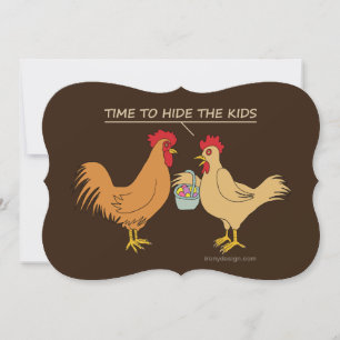 Funny Chicken Easter Egg Hunt Cartoon Brown