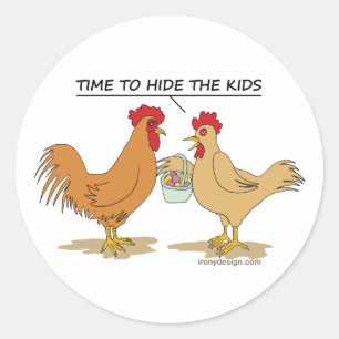 Funny Chicken Easter Egg Hunt Cartoon Classic Round Sticker
