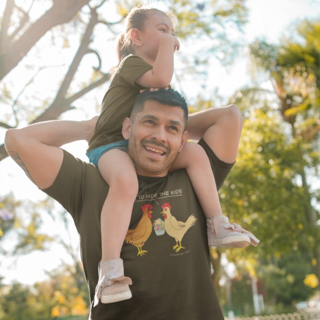 Funny Chicken Easter Egg Hunt Cartoon Dark T-Shirt (Creator Uploaded)