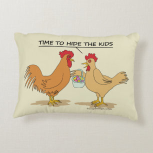 Funny Chicken Easter Egg Hunt Cartoon Decorative Cushion