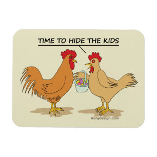 Funny Chicken Easter Egg Hunt Cartoon Magnet
