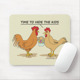 Funny Chicken Easter Egg Hunt Cartoon Mouse Mat