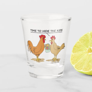 Funny Chicken Easter Egg Hunt Cartoon Shot Glass