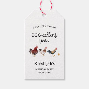 Funny Chicken Egg-Cellent Birthday Party  Gift Tags
