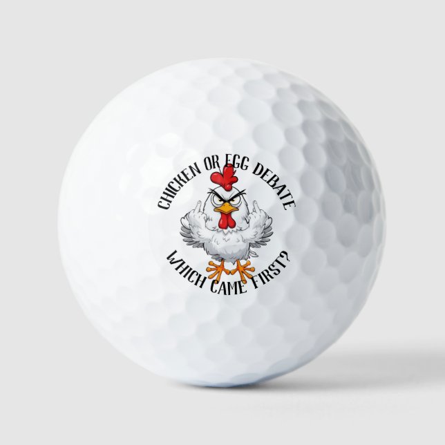 Funny Chicken Egg Debate Personalised  Golf Balls (Front)