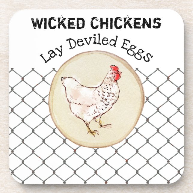 Funny Chicken Egg Novelty Rustic Shabby Farmhouse Coaster (Front)