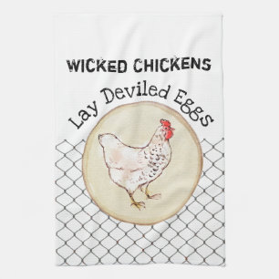Funny Chicken Egg Novelty Rustic Shabby Farmhouse Tea Towel