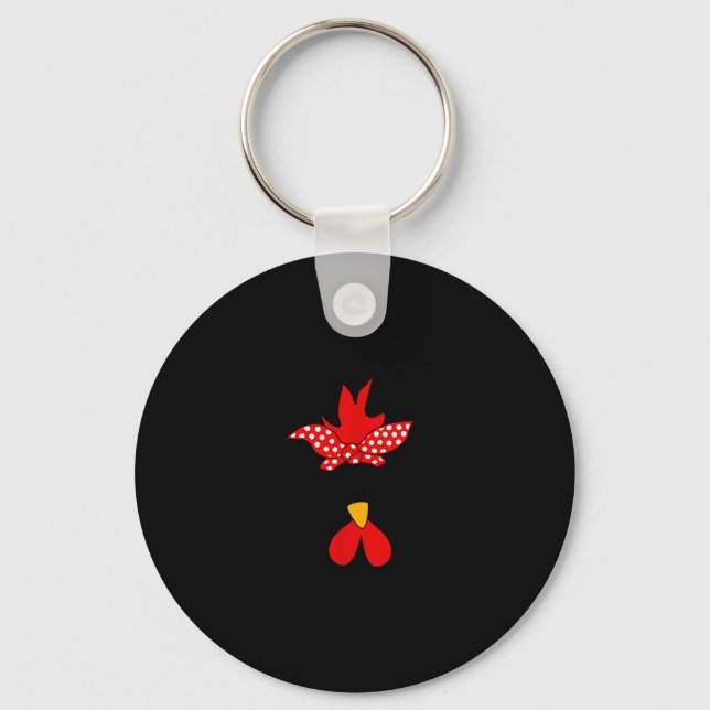 Funny Chicken Face Halloween Costume  Key Ring (Front)